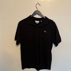 Lacoste Men's Black Polo with Green Crocodile Logo